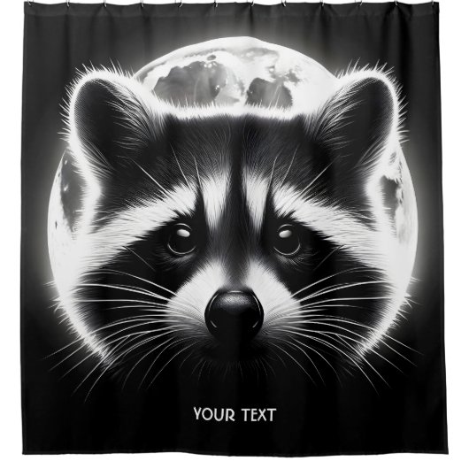 Fantasy Niedlich Racoon Face Moon Duschvorhang (Vorderseite)