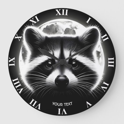 Fantasy Niedlich Racoon Face Moon Große Wanduhr (Vorderseite)