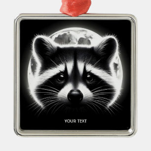 Fantasy Niedlich Racoon Face Moon Ornament Aus Metall