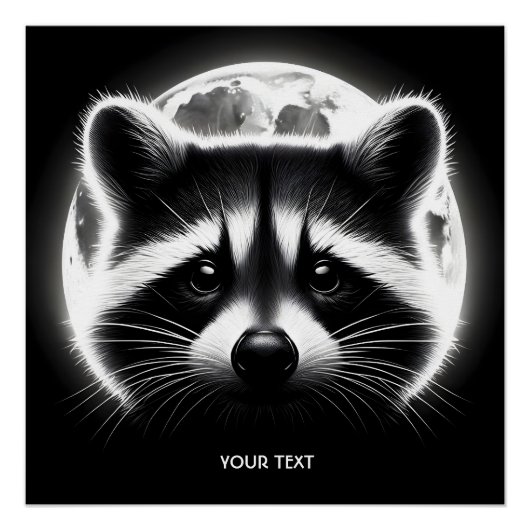 Fantasy Niedlich Racoon Face Moon Poster (Vorderseite)