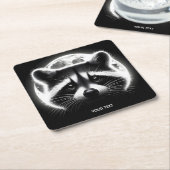 Fantasy Niedlich Racoon Face Moon Rechteckiger Pappuntersetzer (angewinkelt)