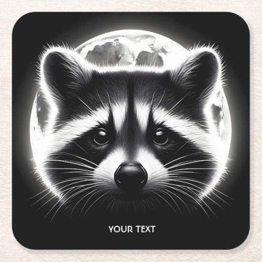 Fantasy Niedlich Racoon Face Moon Rechteckiger Pappuntersetzer (Vorderseite)
