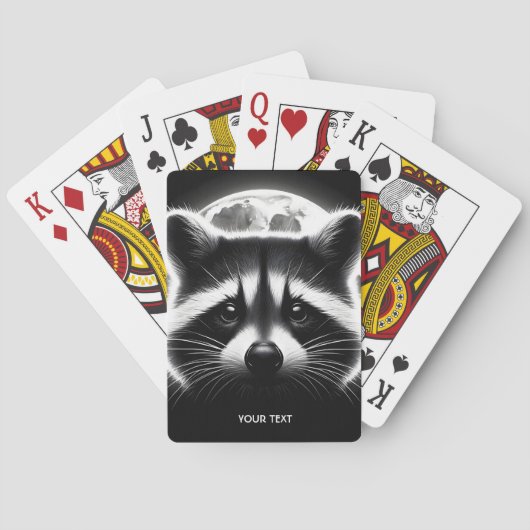Fantasy Niedlich Racoon Face Moon Spielkarten (Rückseite)