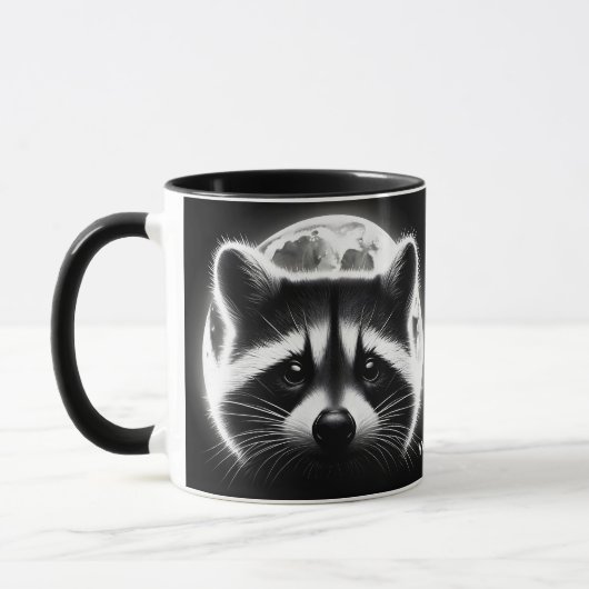 Fantasy Niedlich Racoon Face Moon Tasse (Links)
