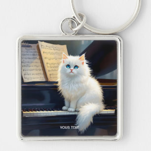 Fantasy Niedlich Ragdoll Chat Auf Piano Schlüsselanhänger
