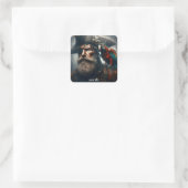 Fantasy Niedlich Rain Captain Pirate Quadratischer Aufkleber (Tasche)