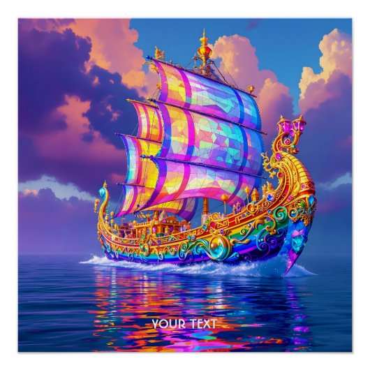 Fantasy Niedlich Rainbow Colors Ship Poster (Vorderseite)