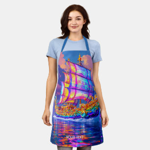 Fantasy Niedlich Rainbow Colors Ship Schürze