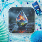 Fantasy Niedlich Raindrop Vulkan Landschaft Pappteller (Party)