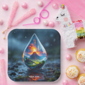 Fantasy Niedlich Raindrop Vulkan Landschaft Pappteller (Party)
