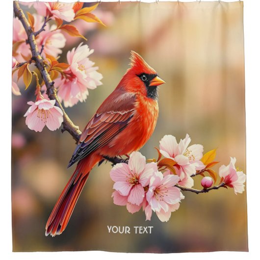 Fantasy Niedlich Red Bird Cherry Duschvorhang (Vorderseite)