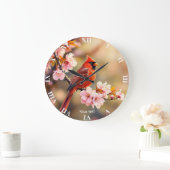 Fantasy Niedlich Red Bird Cherry Große Wanduhr (Zuhause)
