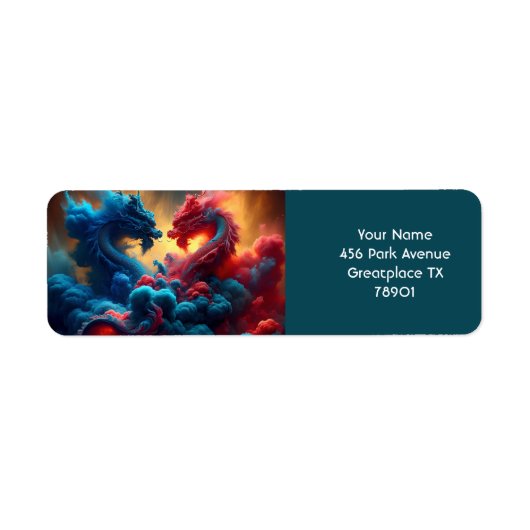 Fantasy Niedlich Red Blue Dragons (Vorne)