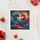 Fantasy Niedlich Red Blue Dragons Serviette (Beispiel)