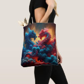 Fantasy Niedlich Red Blue Dragons Tasche (Von Nahem)