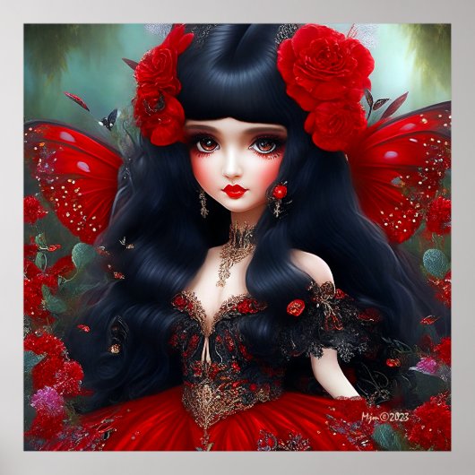 Fantasy Niedlich Red Faicess Princess Poster (Vorne)