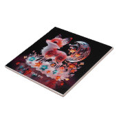 Fantasy Niedlich Red Glass Fox Fliese (Seite)