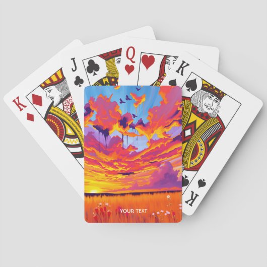 Fantasy Niedlich Red Orange Field Spielkarten (Rückseite)