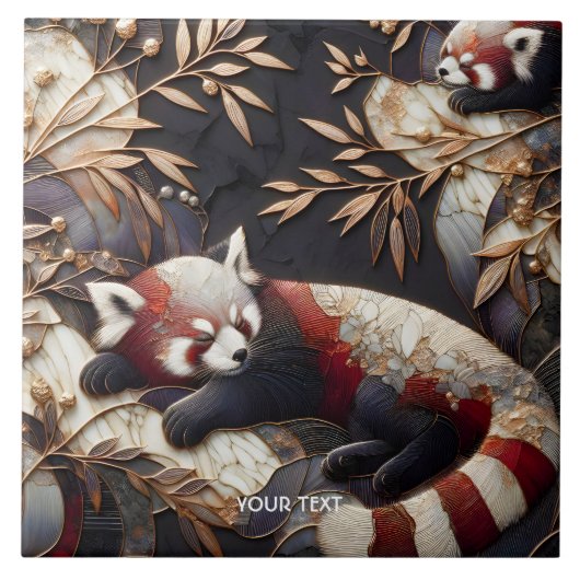 Fantasy Niedlich Red Panda Art Fliese (Vorderseite)
