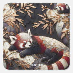 Fantasy Niedlich Red Panda Art Quadratischer Aufkleber