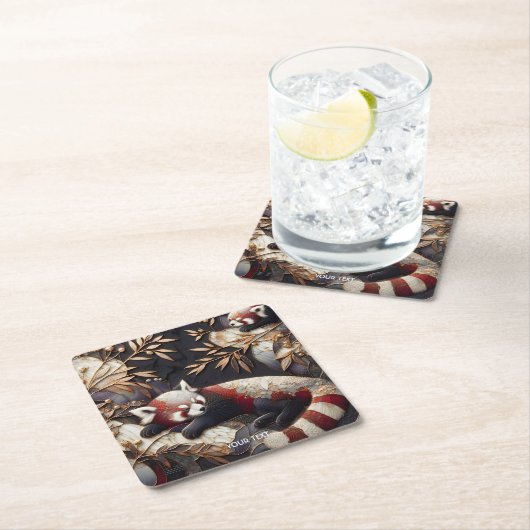 Fantasy Niedlich Red Panda Art Rechteckiger Pappuntersetzer (Vor Ort)