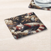 Fantasy Niedlich Red Panda Art Rechteckiger Pappuntersetzer (angewinkelt)