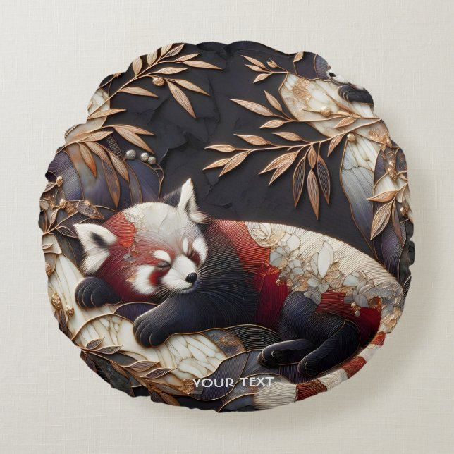 Fantasy Niedlich Red Panda Art Rundes Kissen (Vorderseite)
