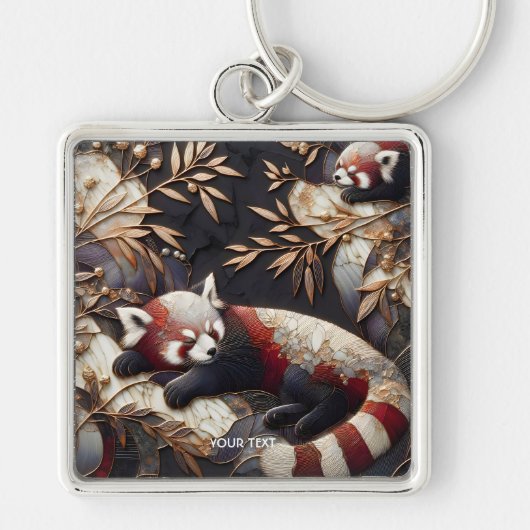 Fantasy Niedlich Red Panda Art Schlüsselanhänger (Vorne)