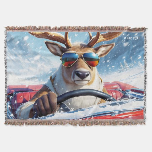 Fantasy Niedlich Rentier Car Winter Decke (Vorderseite)