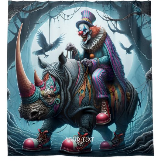 Fantasy Niedlich Rhino Clown Trees Duschvorhang (Vorderseite)