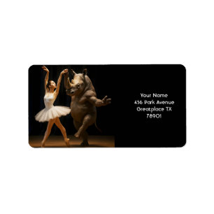 Fantasy Niedlich Rhino Dancer Ballerina Adressaufkleber