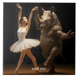 Fantasy Niedlich Rhino Dancer Ballerina Fliese