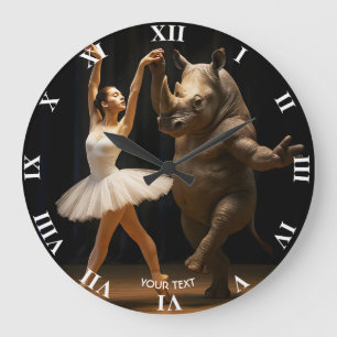 Fantasy Niedlich Rhino Dancer Ballerina Große Wanduhr