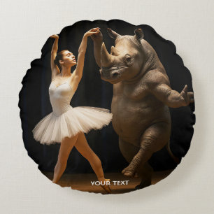 Fantasy Niedlich Rhino Dancer Ballerina Rundes Kissen