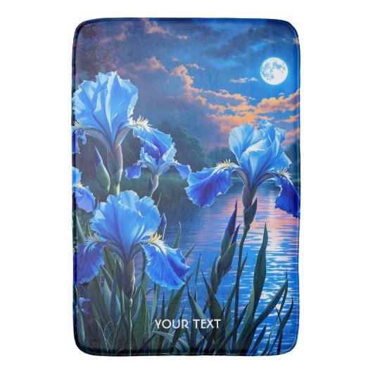 Fantasy Niedlich River Blue Irises Badematte (Vorderseite Vertikal)