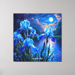 Fantasy Niedlich River Blue Irises Leinwanddruck