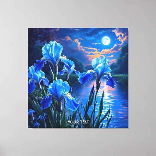 Fantasy Niedlich River Blue Irises Leinwanddruck (Vorderseite)