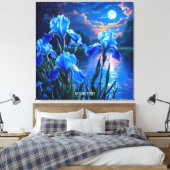 Fantasy Niedlich River Blue Irises Leinwanddruck (Insitu (Schlafzimmer))