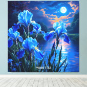 Fantasy Niedlich River Blue Irises Leinwanddruck (Insitu (Holzboden))
