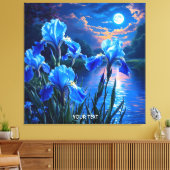Fantasy Niedlich River Blue Irises Leinwanddruck (Insitu (Wohnzimmer))
