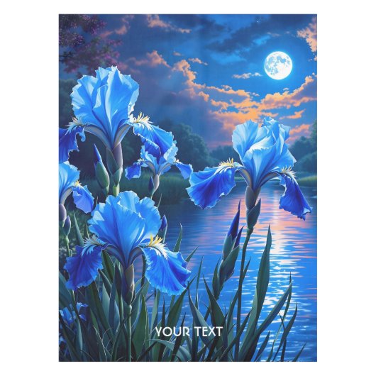 Fantasy Niedlich River Blue Irises Tischdecke (Vorderseite)