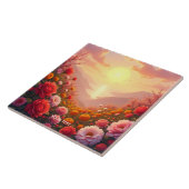 Fantasy Niedlich River Blume Sunset Fliese (Seite)