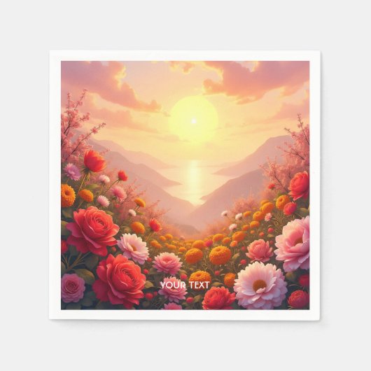 Fantasy Niedlich River Blume Sunset Serviette (Vorderseite)