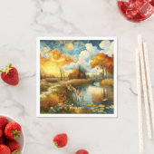 Fantasy Niedlich River Clouds Bridge Serviette (Beispiel)