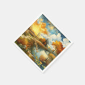 Fantasy Niedlich River Clouds Bridge Serviette (Ecke)