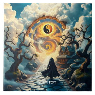 Fantasy Niedlich Road Trees Man Fliese
