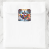 Fantasy Niedlich Robot Dancing Paris Quadratischer Aufkleber (Tasche)