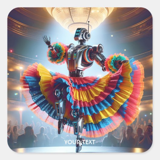 Fantasy Niedlich Robot Dancing Paris Quadratischer Aufkleber (Vorderseite)