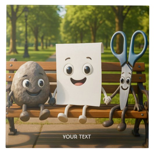 Fantasy Niedlich Rock Paper Schere Fliese (Vorderseite)