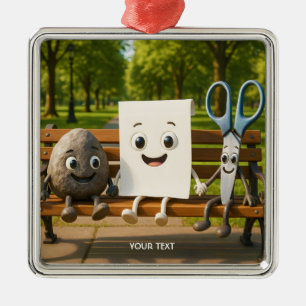 Fantasy Niedlich Rock Paper Schere Ornament Aus Metall